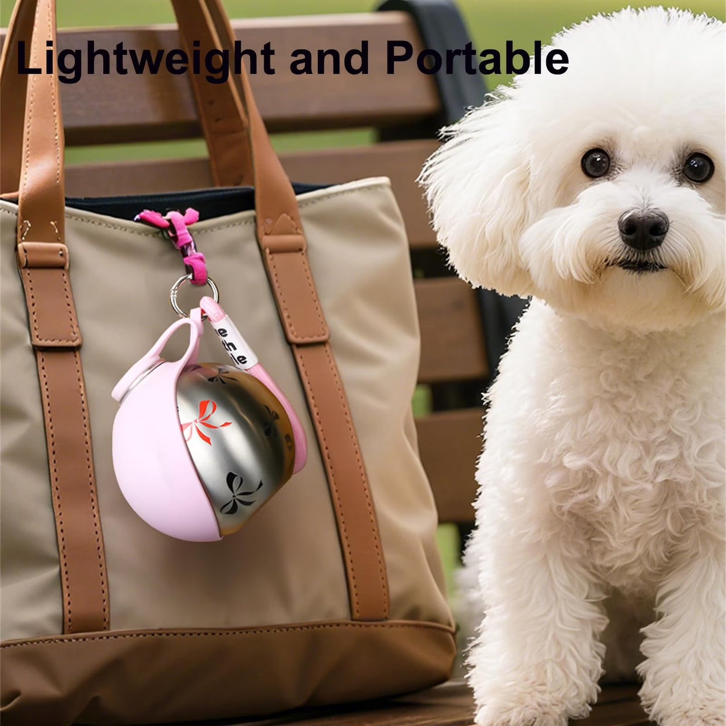 2 in 1 Portable Dog Water Bottle for Small Dogs - Leak-Proof & Compact Dog Travel Water Bottle -Stainless Steel Bottle & Silicone Bowl - Ideal for Walking, Hiking & Travels